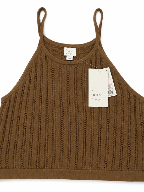a new day Tops - A New Day Brown Knit Pointelle Halter Tank Top NWT Size L